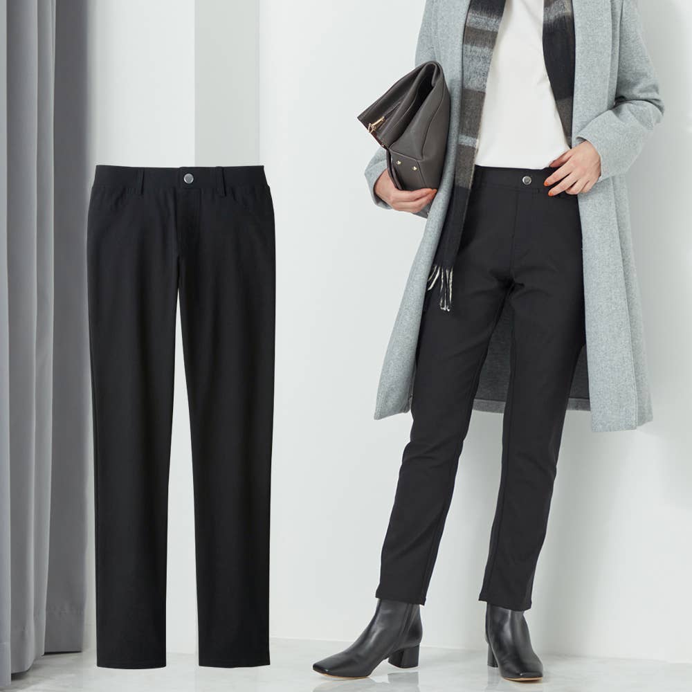 【裏起毛】レーヨン混ストレートパンツ